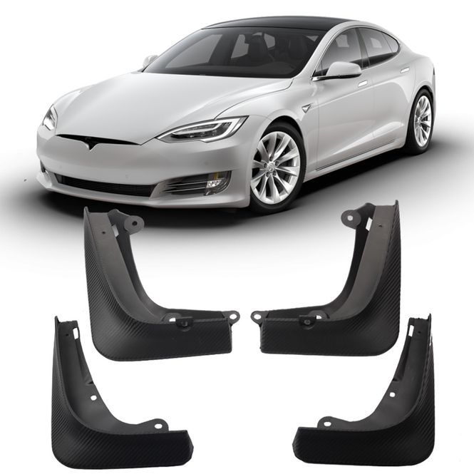 Hovedbilde Skvettlapper Tesla Model S matt sort - 4 stk