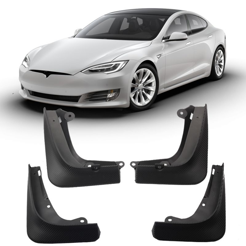Skvettlapper Tesla Model S matt sort - 4 stk